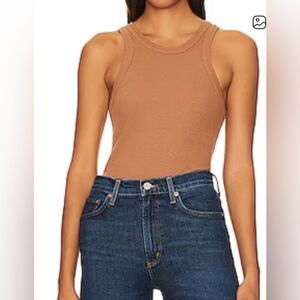 Agolde Tan Ribbed Bailey Tank Top Size S
